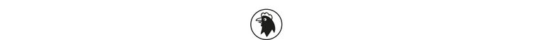 Stilisiertes Icon eines Hühnerkopfes in weißem Kreis mit schwarzem Rand